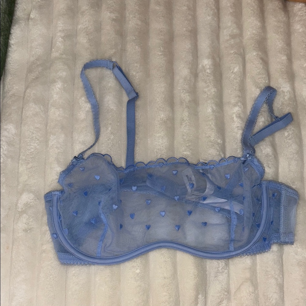 PINK Victoria's Secret Sheer Blue Heart Bralette